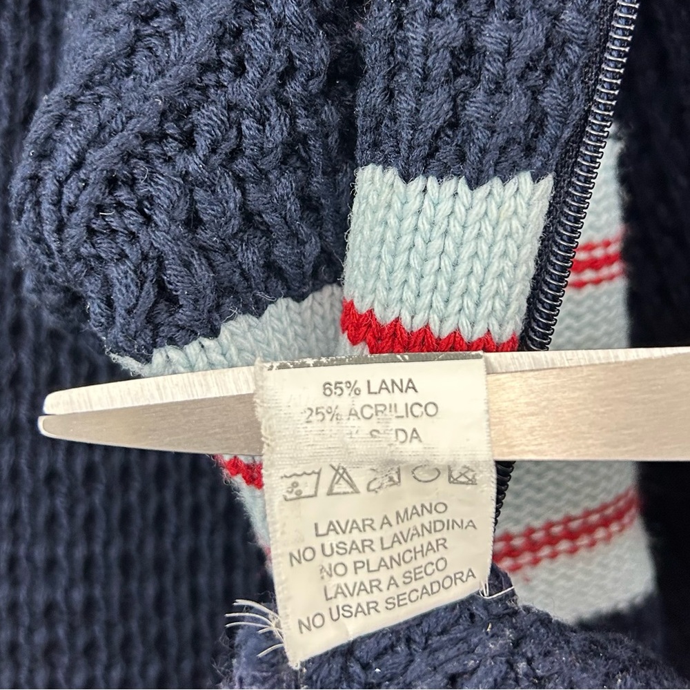 Bokura Jeans Argentina Navy Blue Wool Blend Knit Zip-Up Sweater Size Medium - Picture 11 of 12